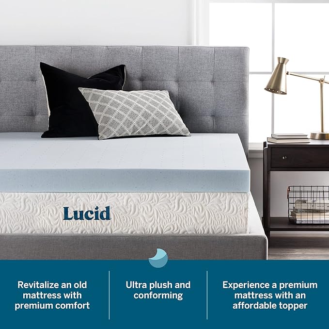 LUCID 4 Inch Gel Memory Foam Mattress Topper-Ventilated Design-Ultra Plush-Twin - Image 3