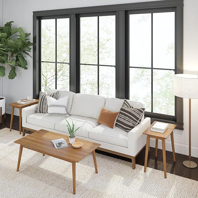 Plank+Beam 48 Inch Mid Century Modern Coffee Table, Wood Coffee Tables - Image 7