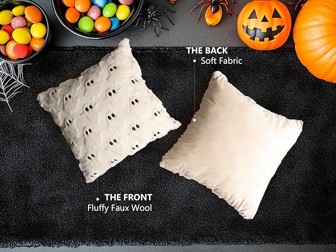 4TH Emotion Halloween Ghost Decorative Pillow Covers 16x16 Set of 2 - Image 5