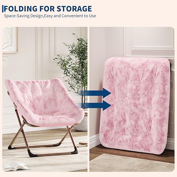 Comfy Chair for Adults, Foldable Living Room Chairs, Soft Faux Fur Folding - Image 6