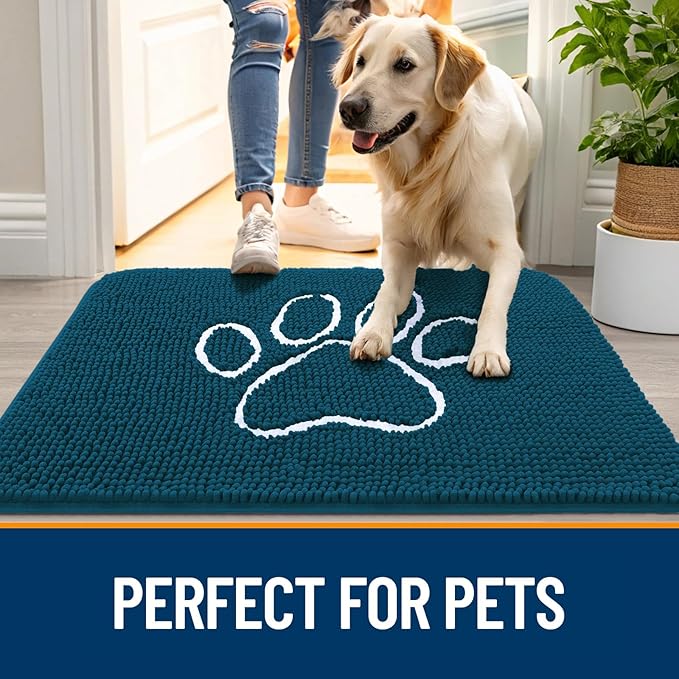 OLANLY Door Mat for Muddy Dog Paws 30x20, Absorbent Chenille Mud Doormat - Image 6