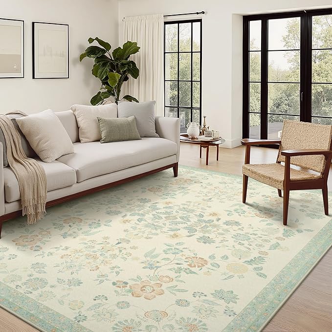 GENIMO 8x10 Area Rugs for Living Room, Machine Washable Non Slip Vintage Rugs by GENIMO