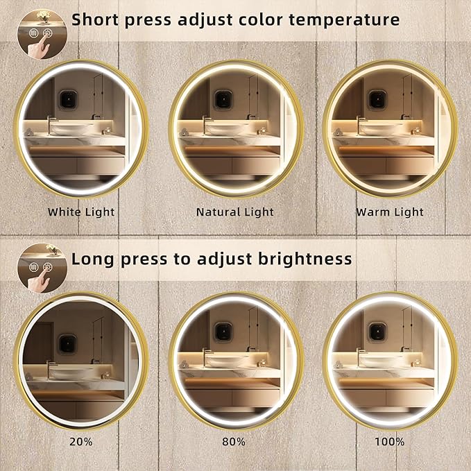 Hasipu 24 Round LED Mirror for Bathroom - Image 3