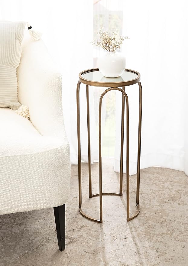 Kate and Laurel Pomeroy Vintage Decorative Drink Table; 11 x 11 x 24; Mirrored - Image 2