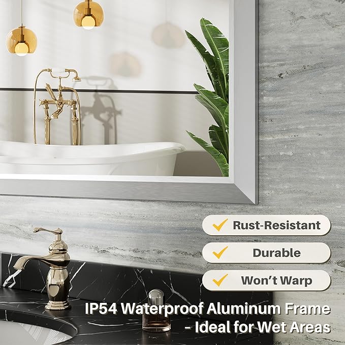 24x36 Inch Silver Bathroom Mirror - Image 3