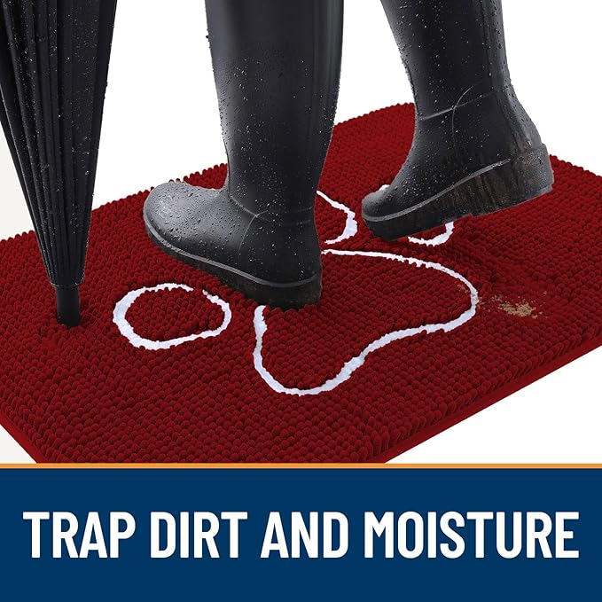 OLANLY Door Mat for Muddy Dog Paws 24x16, Ultra Absorbent Chenille Mud Doormat - Image 2