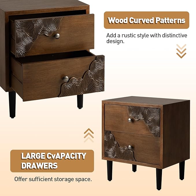 COSIEST Nightstand Set of 2, Mid Century Modern End Table - Image 7
