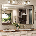 Bronze Bathroom Mirror 72x36 Inch, Brushed Bronze Metal Frame Mirror by JISOSO