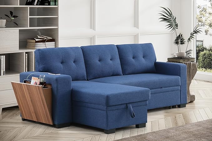 Ball & Cast L-Shape Reversible Sectional Sleeper Sofa Bed, 4 in 1 Pull Out Couch - Image 3