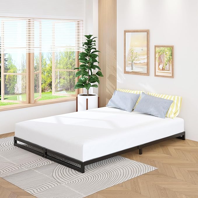 4 Inch Full Size Bed Frame No Box Spring Needed, Heavy Duty Metal Platform Beds - Image 7