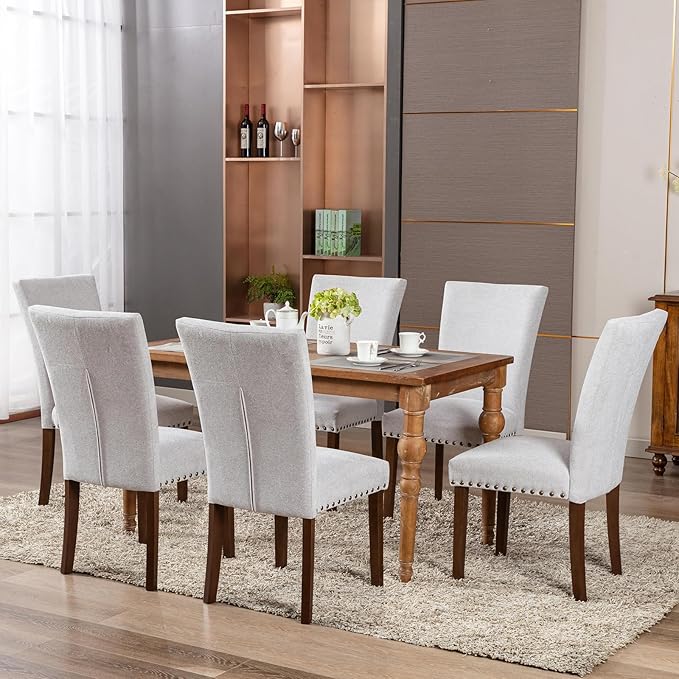 COLAMY Upholstered Parsons Dining Chairs Set of 4, Fabric Dining Room Kitchen - Image 3