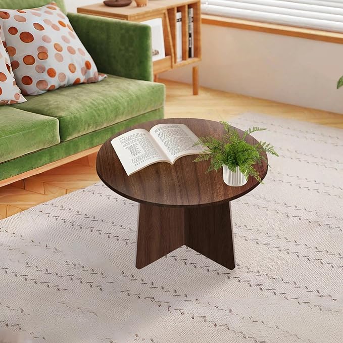 Wood Side Table, Round End Tables Living Room, Small Round Side Table - Image 4