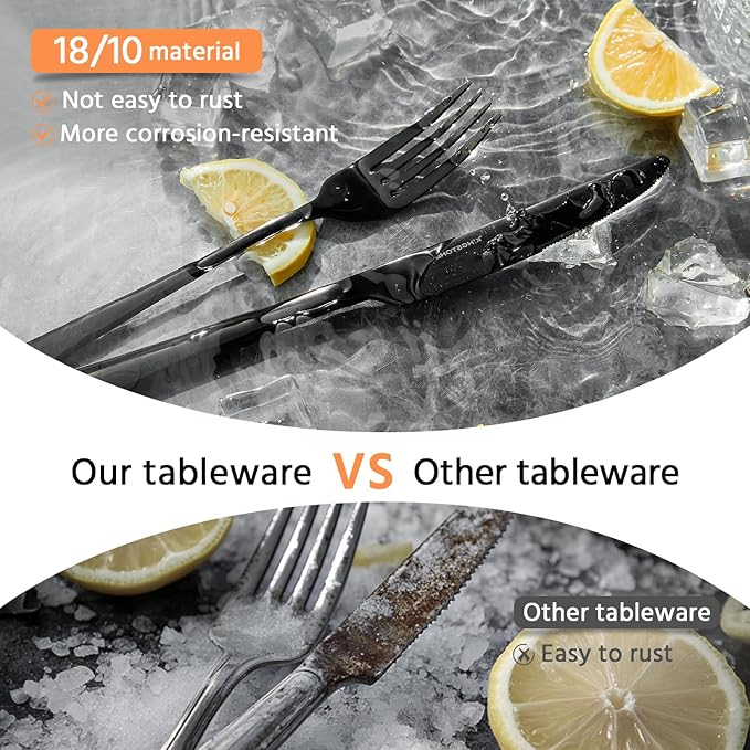 KINGSTONE Silverware Set for 8, 40-Piece Forged 18/10 Stainless Steel Flatware - Image 5
