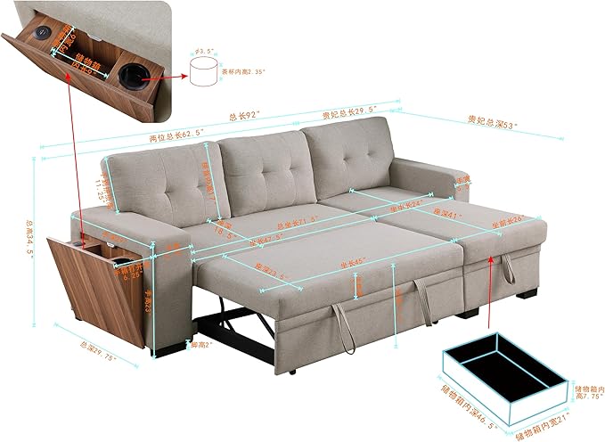Devion Furniture Philly 4-in-1 Convertible L Shaped Couch - Image 2