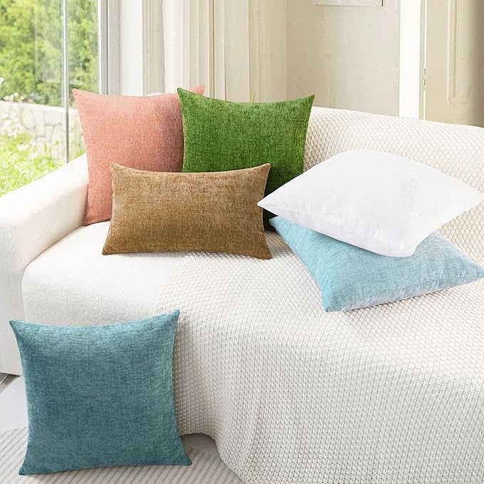 CaliTime Throw Pillow Covers Decorative 26 X 26 Inches Pack of 2 Cozy Chenille - Image 4
