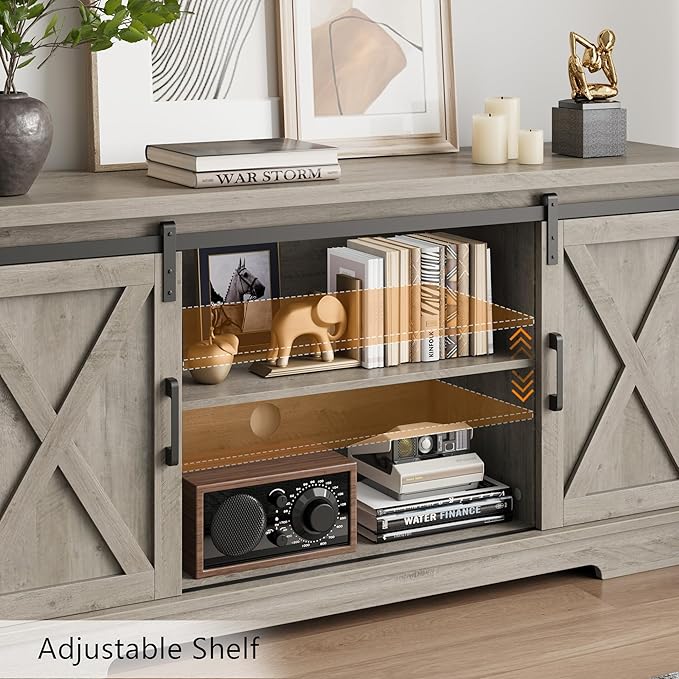 GarveeHome Farmhouse Tv Stand for 65 Inches TVs, Entertainment Center - Image 3