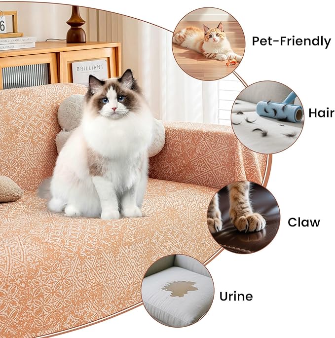 STACYPIK Boho Large Sofa Cover for Pets, Washable Dogs Protector for Living - Image 2