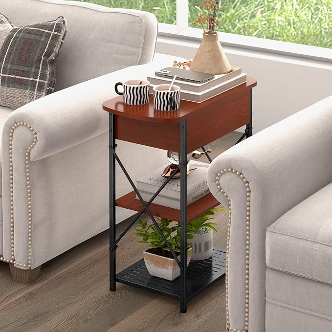 Narrow Side Table with Charging Station, End Table with 3 USB Ports and 2 AC - Image 7