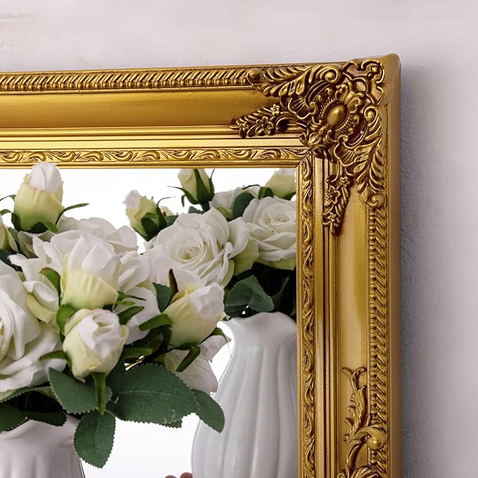 Large Antique Wall Decorative Mirror, 29.5" x 41" Gold Traditional Baroque - Image 3