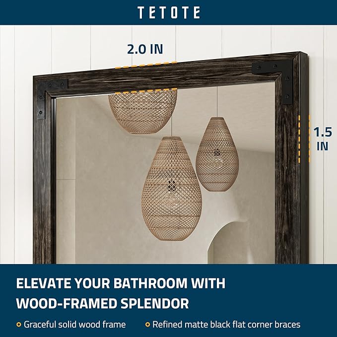 TETOTE 24 x 32 Black Wood Framed Mirror - Image 2