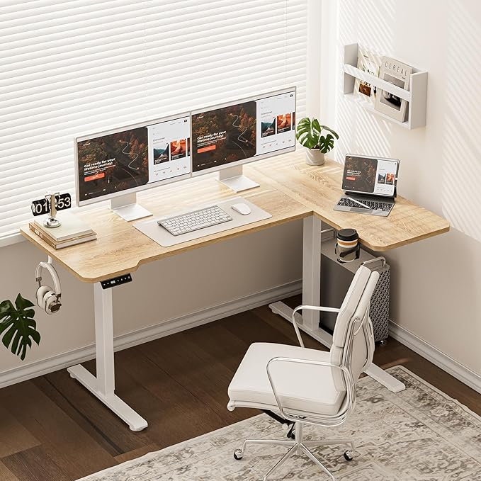 51" Reversiable L-Shaped Electric Standing Desk Adjustable Height Gaming Stand - Image 2