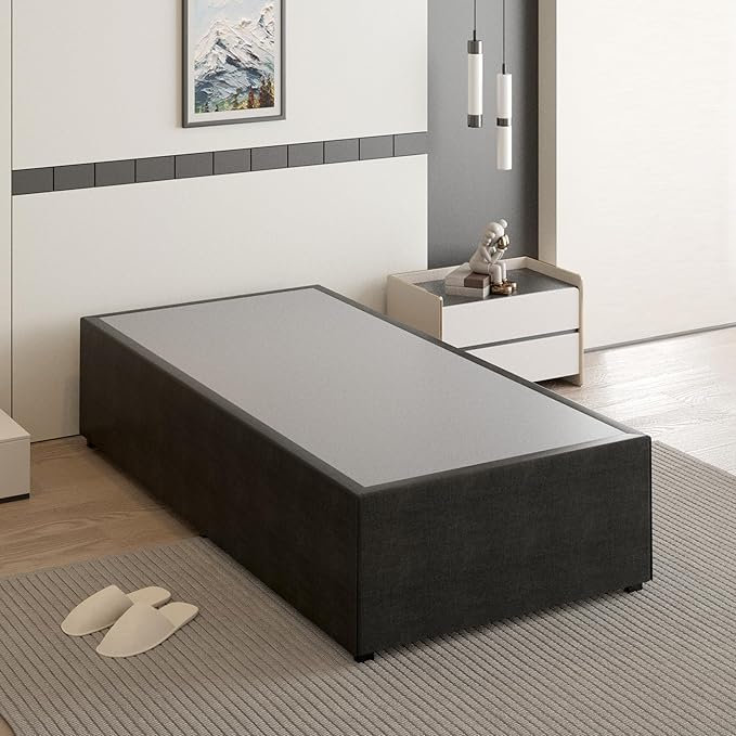 18 Inch Twin Bed Frames with Black Bed Cover, Metal Twin Size Bed Frame No Box - Image 7