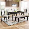 Ball & Cast Dining Table Set for 6, Kitchen Table W/ 4 High-Back Tufted Chairs by BallCast