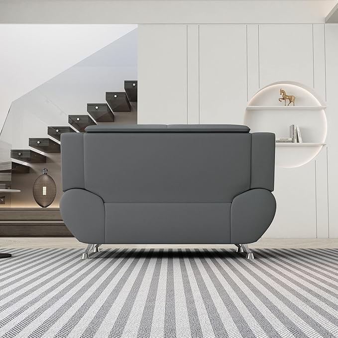 Container Furniture Direct Michael Modern Faux Leather Upholstered Stainless - Image 12