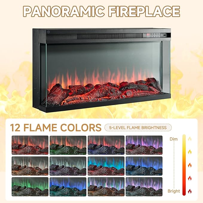 ROCKPOINT 3 Sided Glass 59" Fireplace TV Stand - Image 4
