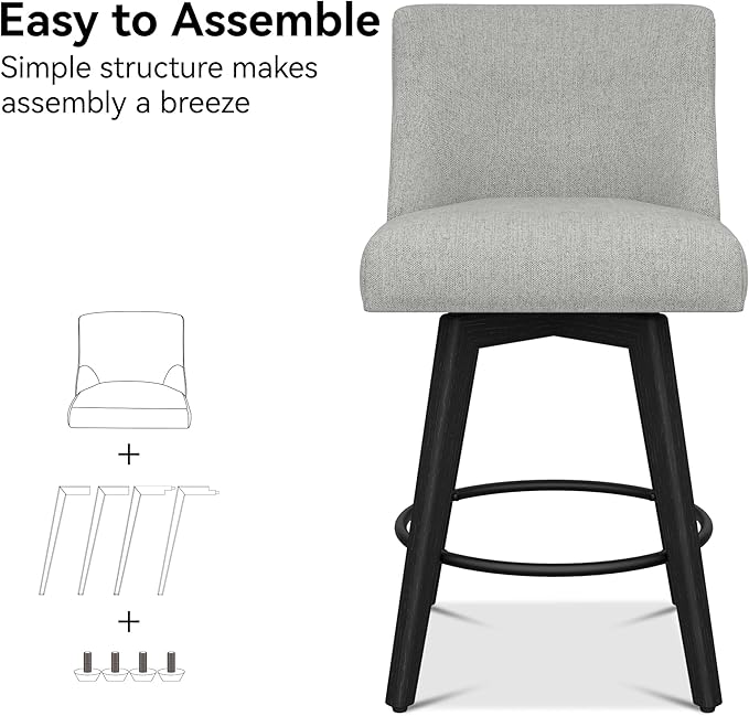 Counter Height Bar Stools Set of 4, Modern Swivel Barstools - Image 4