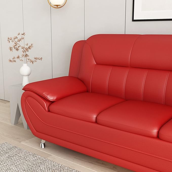 Container Furniture Direct Michael Modern Faux Leather Upholstered Stainless - Image 16
