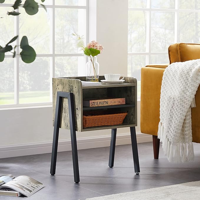 VECELO Nightstand Industrial Side End Table/Stackable Accent Furniture - Image 2