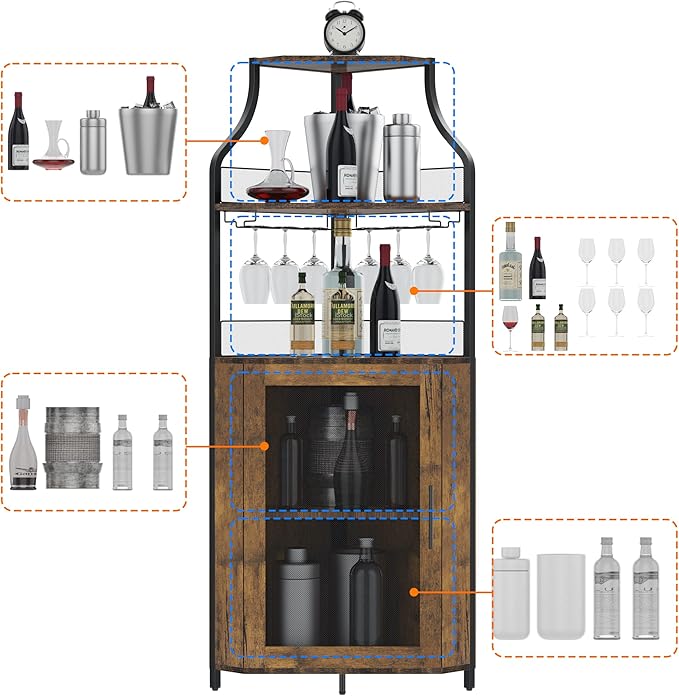 GarveeHome Corner Wine Cabinet - Image 5