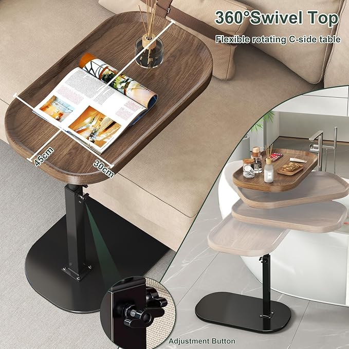 Adjustable Height C Shaped End Table - Image 7