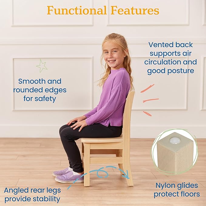 ECR4Kids 24in x 36in Rectangular Hardwood Table and Chair Set, 12in Seat Height - Image 5