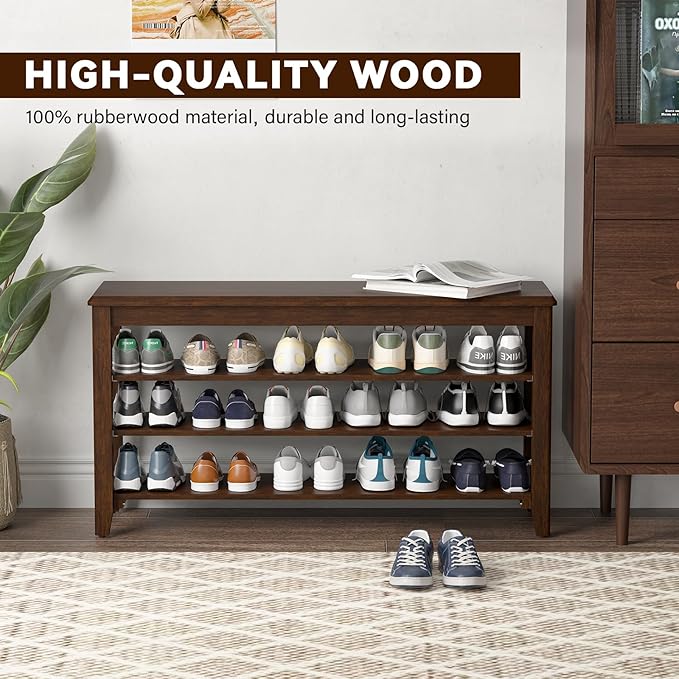 Shoe Bench Storage Rubberwood - Image 7