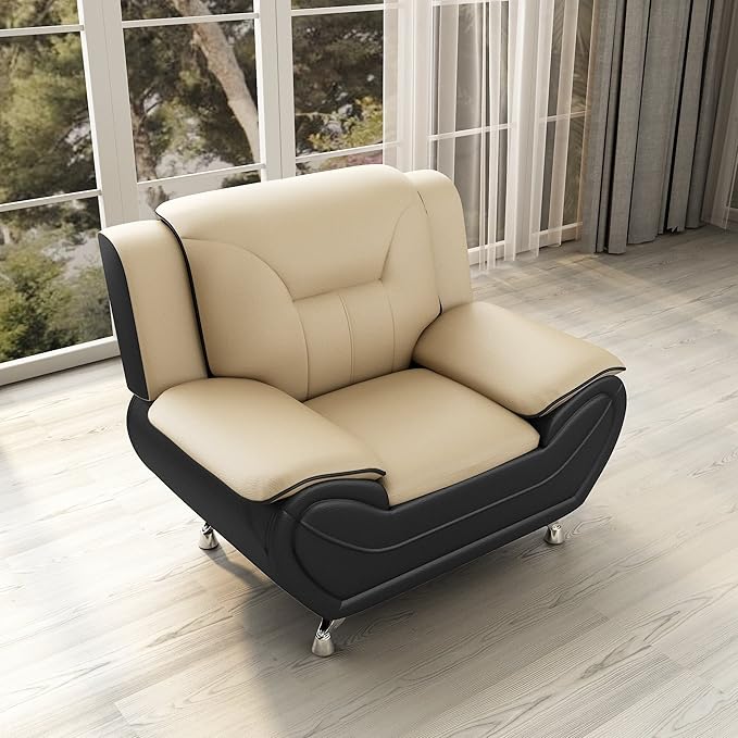 Container Furniture Direct Michael Modern Faux Leather Upholstered Stainless - Image 8