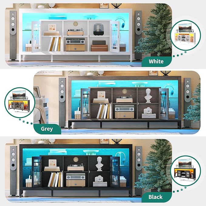 YITAHOME 33.5'' Tall TV Stand for 75 inch TV, LED Entertainment Center - Image 6