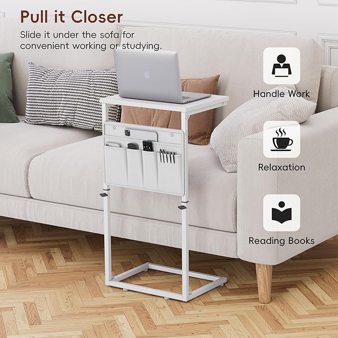 Vagusicc C Shaped End Table, Adjustable Height Small Couch Side Table - Image 4