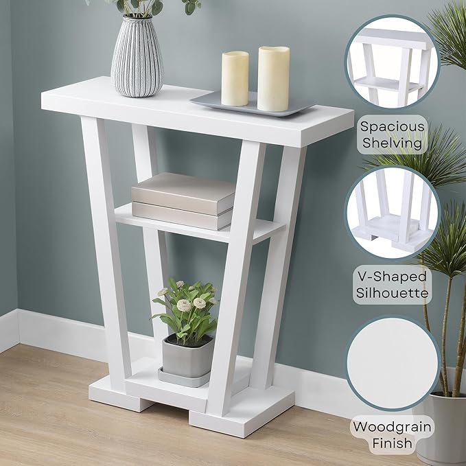 Convenience Concepts Newport V Console Modern Sofa Storage Shelves, Narrow - Image 9