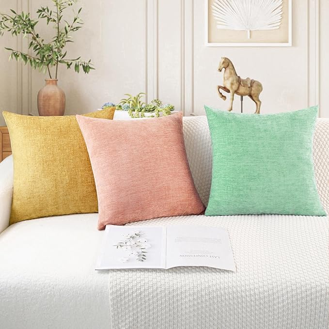 CaliTime Throw Pillow Covers Decorative 22 X 22 Inches Pack of 2 Cozy Chenille - Image 5