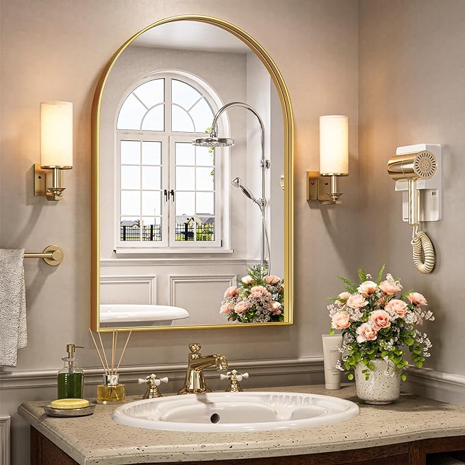 Brightify Arched Mirror, Arched Wall Mirror, 20 x 30 Inch Gold Arch Mirror by Brightify