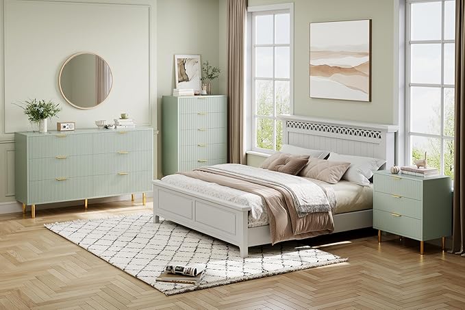 Green Dresser, Modern 5 Drawer Dresser - Image 3