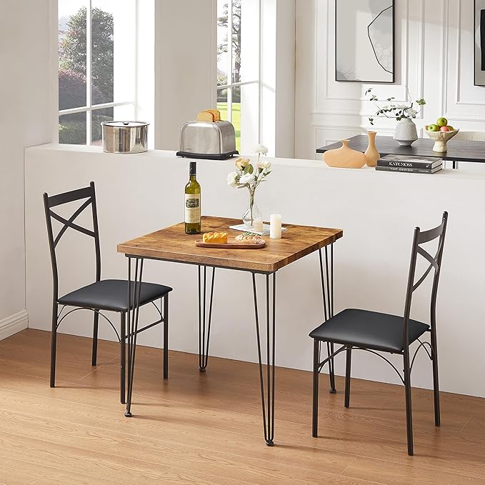VECELO 3-Piece Dining Room Kitchen Table and Pu Cushion Chair Sets - Image 5