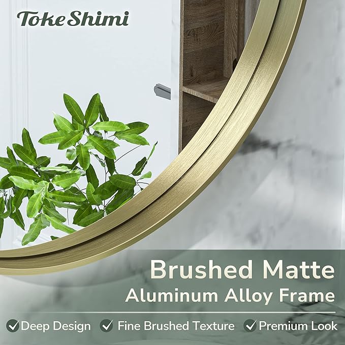 TokeShimi Round Gold Mirror 36 Inch Round Bathroom Mirror - Image 3