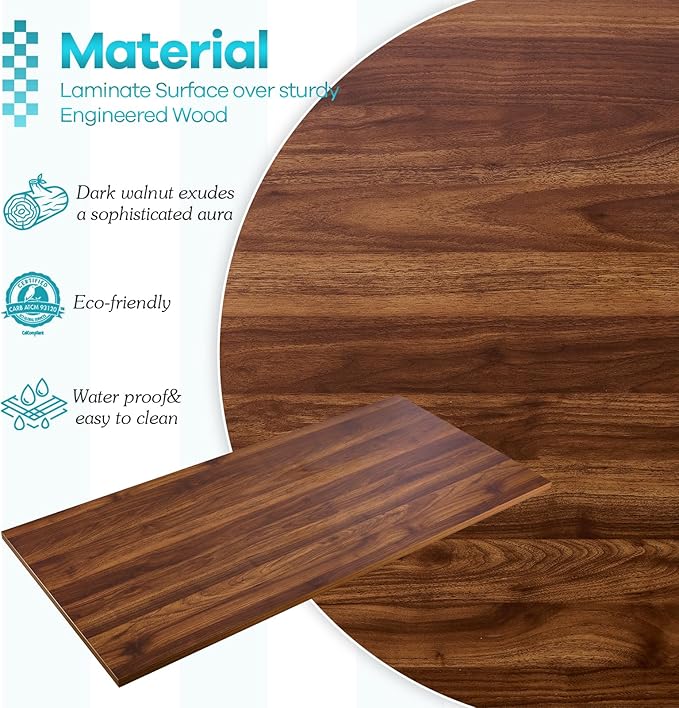 Kaboon Universal Tabletop 45"x20", Solid One-Piece Melamine Table Top, L-Desk - Image 4