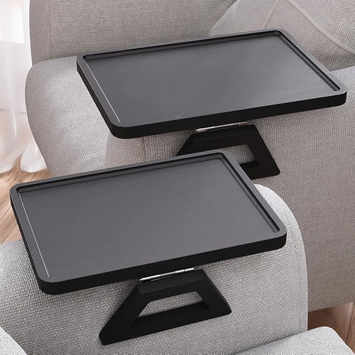 2 Pack Couch Arm Tray, Bamboo Folding Sofa Tray, Sofa Armrest Trays Clip-On by DANFOXER