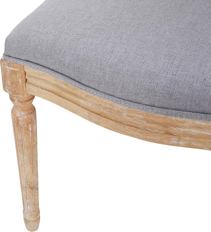 GDFStudio Hedwig French Country Fabric Dining Chairs, Light Gray + Natural - Image 12