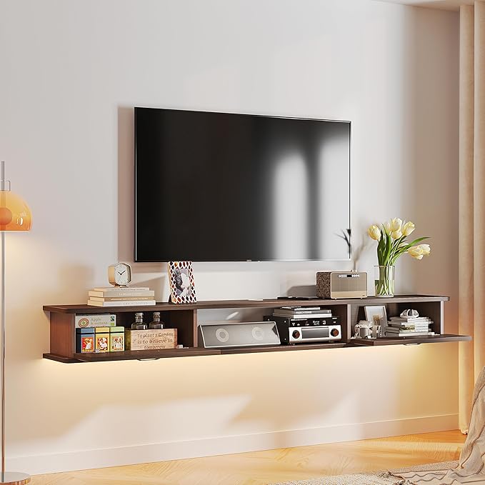 Floating TV Stand with 2 Doors, Floating TV Cabinet, Floating Console Shelf - Image 5