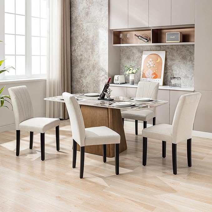 VECELO Upholstered Dining Chairs Set of 2, Modern Fabric and High Back & Solid - Image 5